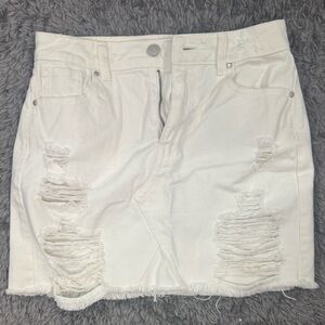 PacSun White Ripped Mini Skirt